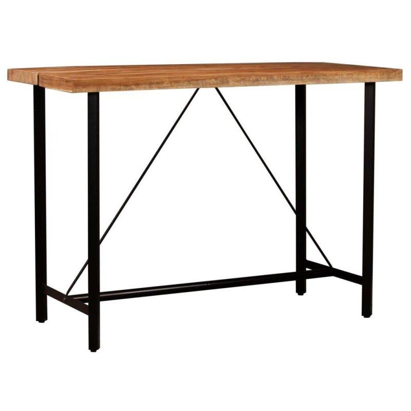 Siyah Masif Ahşap Endüstriyel 4 Deri Sandalyeli Bar Masası Takımı - 150x70x107 cm - 232132