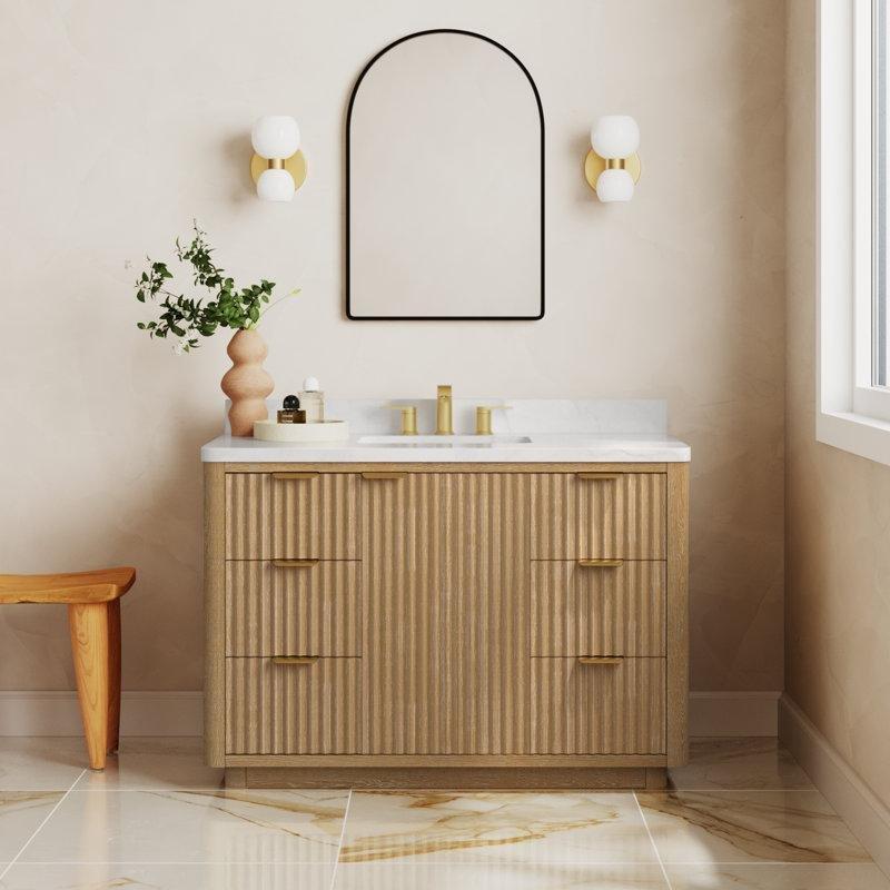 Siyah Masif Ahşap Kültür Mermeri Tezgahlı 6 Çekmeceli Banyo Lavabo Dolabı - 122 cm - 202125