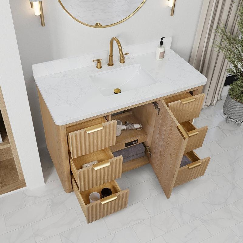 Siyah Masif Ahşap Kültür Mermeri Tezgahlı 6 Çekmeceli Banyo Lavabo Dolabı - 122 cm - 202125