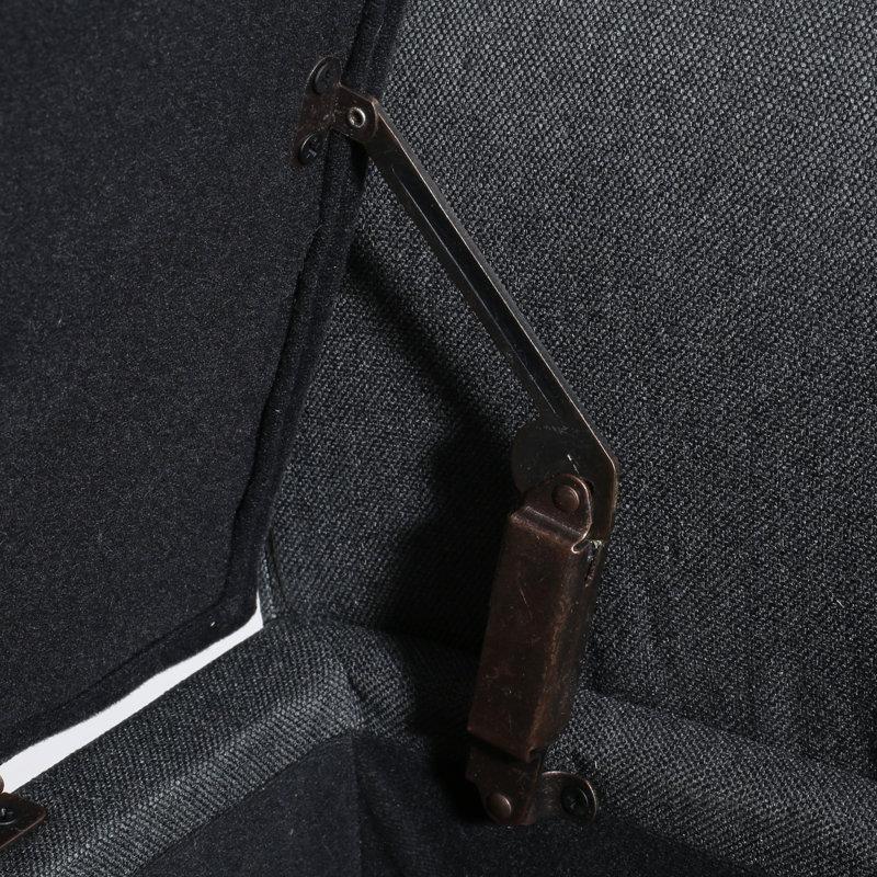 Siyah Masif Ahşap Sandıklı Kapitoneli Kıvrık Kollu Bench - 127x50x53 cm - 164233