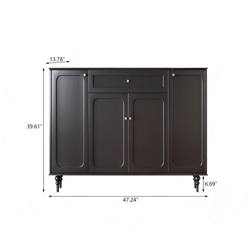 Siyah Masif Huş Ağacı Çekmeceli Kapaklı Ayakkabılık - 120 cm - 227385