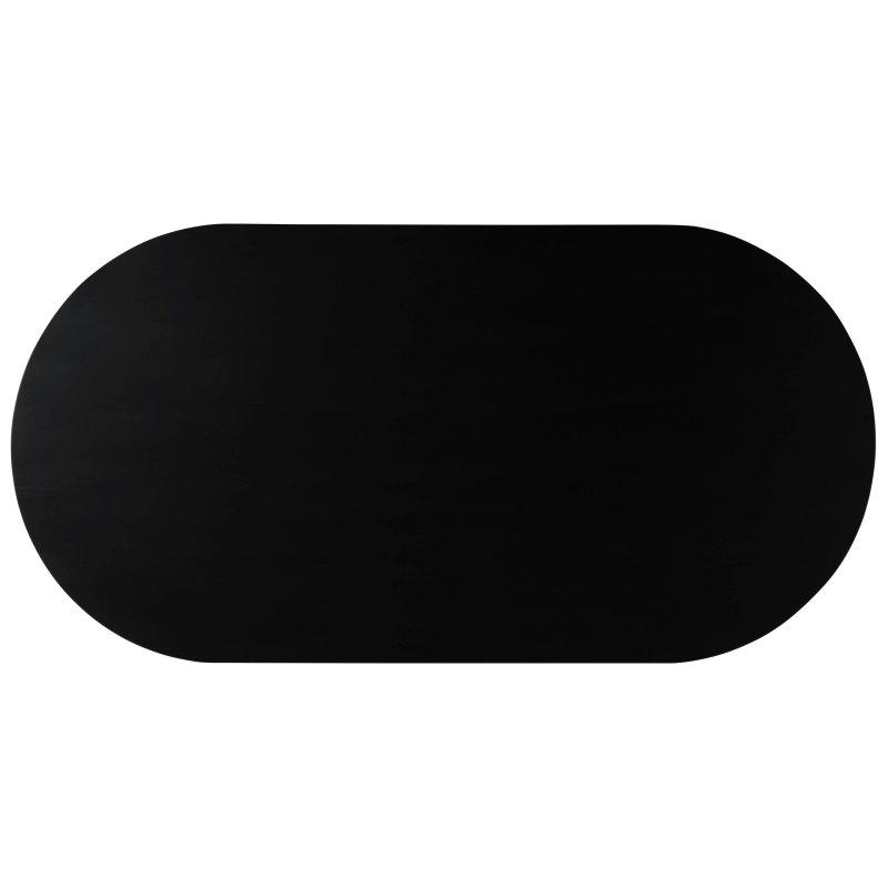 Siyah Masif Mango Ahşap Oval Yivli Ayaklı Bohem Yemek Masası - 180x90 cm - 236217