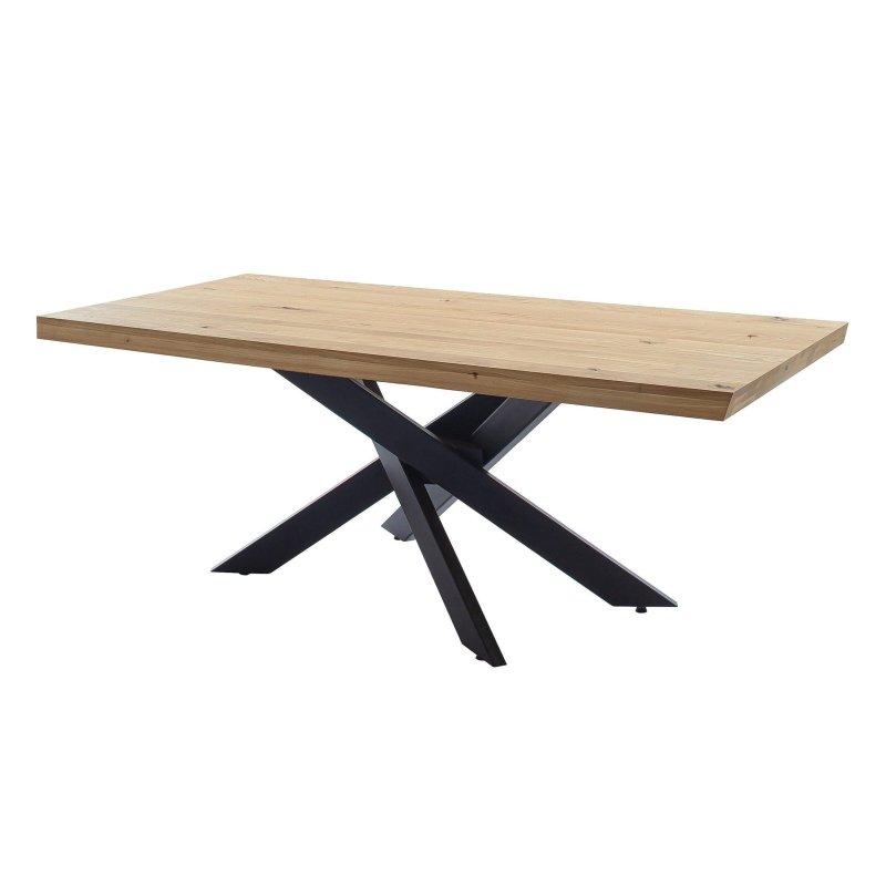 Siyah Masif Vahşi Meşe İsviçre Kenarlı Mikado Ayaklı Bohem Yemek Masası - 180x100 cm - 236584