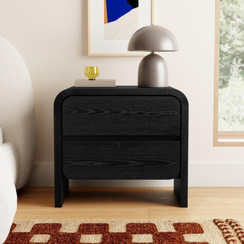 Siyah Maun Ahşap İki Çekmeceli Komodin - 72x44 cm - 224304