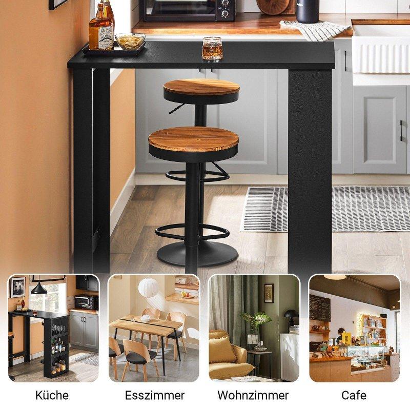 Siyah MDF 3 Raflı Bar Masası - 112x57x106 cm - 232423