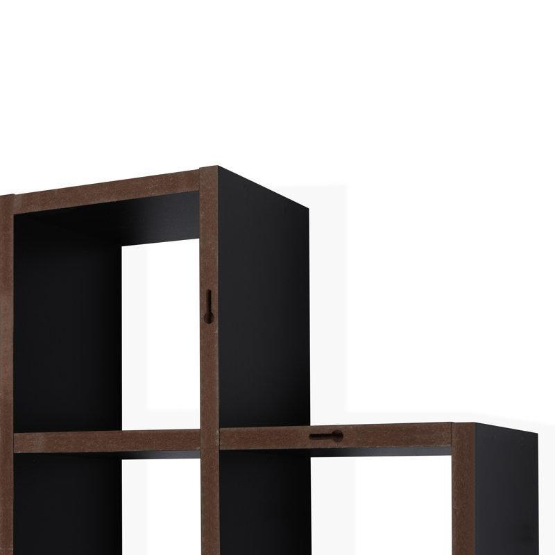 Siyah MDF 4 Bölmeli Dikey ve Yatay Kullanımlı Küp Duvar Rafı - 77x39 cm - 179652
