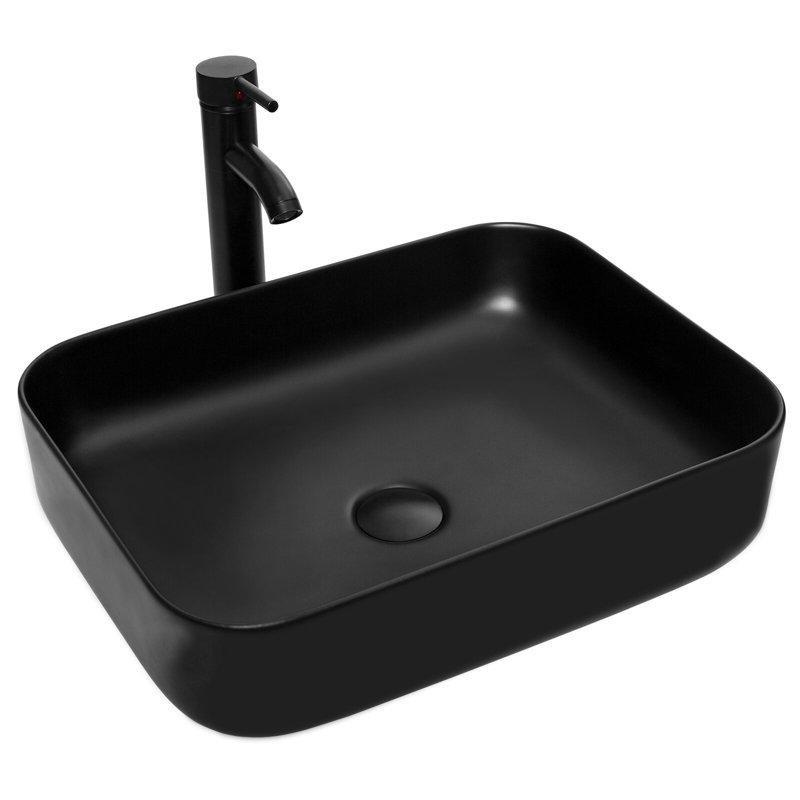 Siyah MDF Duvara Monte Aynalı ve Raflı Çanak Lavabolu Banyo Dolabı Seti - 72 cm - 200880
