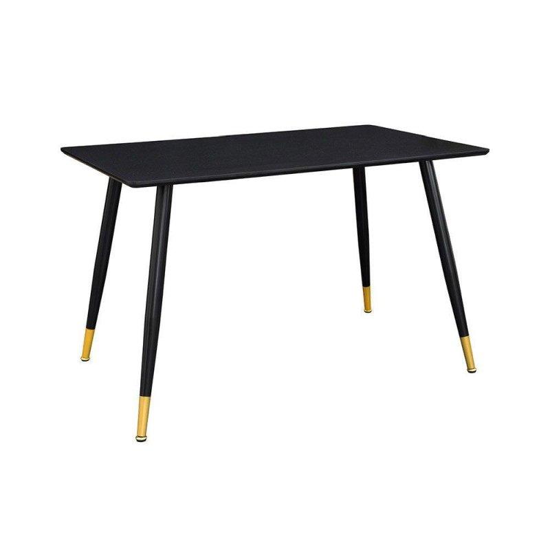 Siyah MDF Gold Detaylı Metal Ayaklı Bohem Yemek Masası - 120x70 cm - 236961