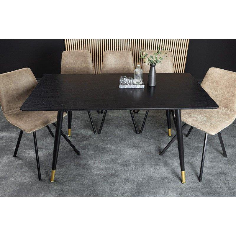 Siyah MDF Gold Detaylı Metal Ayaklı Bohem Yemek Masası - 120x70 cm - 236961