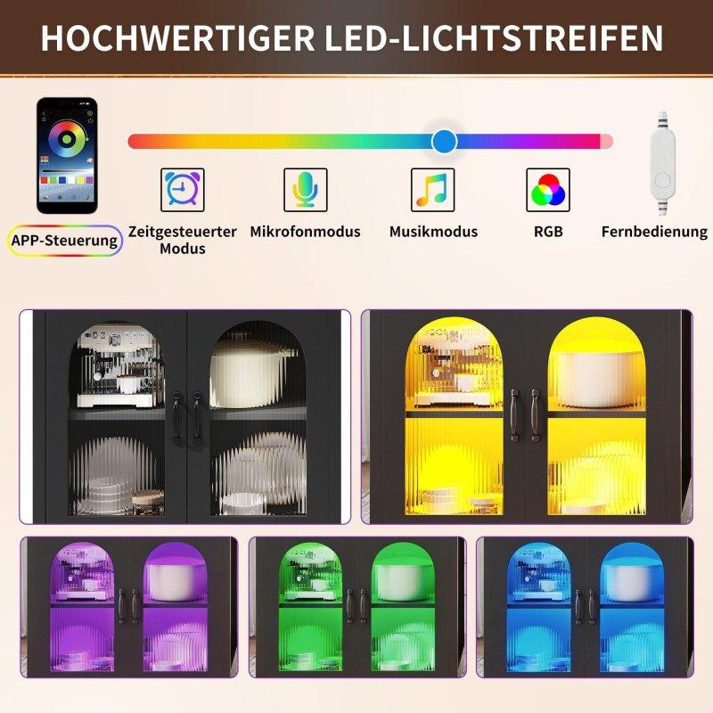 Siyah MDF LED Aydınlatmalı Açılır Raflı Bar Masası - 126-196 cm - 232368