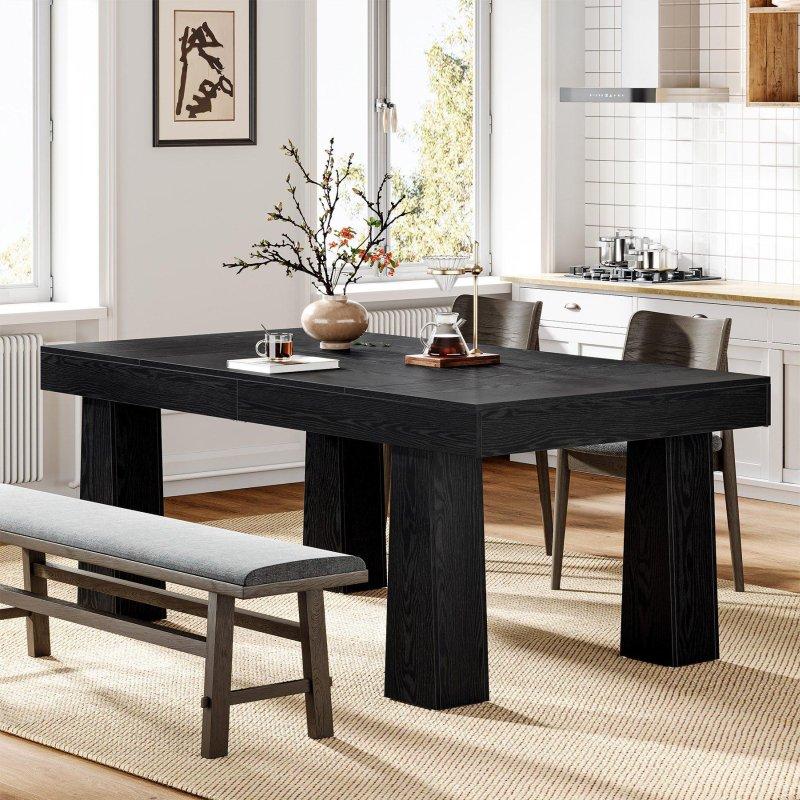Siyah MDF Metal Ayaklı Dikdörtgen Bohem Yemek Masası - 160x80 cm - 235196 Siyah MDF Metal Ayaklı Dikdörtgen Bohem Yemek Masası - 160x80 cm - 235196