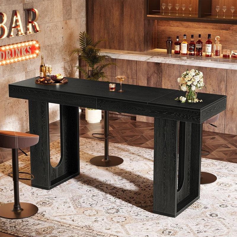 Siyah MDF Modern Dikdörtgen Bar Masası - 181 cm - 232035