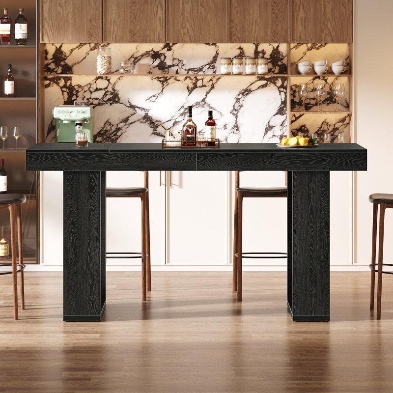 Siyah MDF Modern Dikdörtgen Bar Masası - 181 cm - 232035