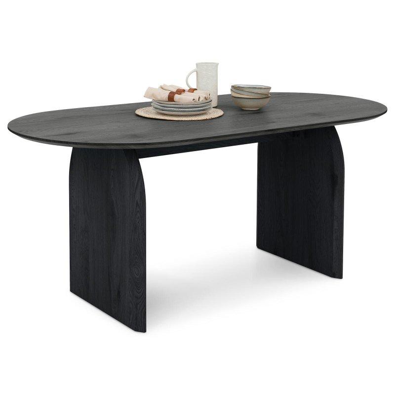 Siyah MDF Oval 6 Kişilik Bohem Yemek Masası - 180x90 cm - 235952