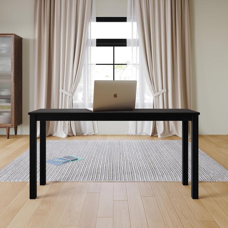Siyah MDF Tablalı Masif Ahşap Ayaklı Dikdörtgen Vintage Çalışma Masası - 151x41 cm - 234115