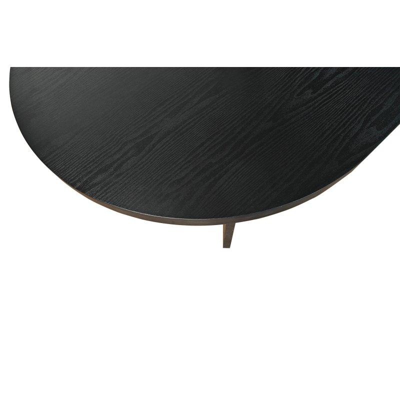 Siyah MDF V Şekilli Ayaklı Oval Bohem Yemek Masası - 160x90 cm - 235741