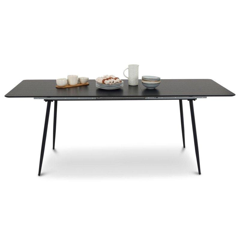 Siyah MDF ve Metal Kelebek Mekanizmalı Açılabilir Bohem Yemek Masası - 160-200x80 cm - 236636