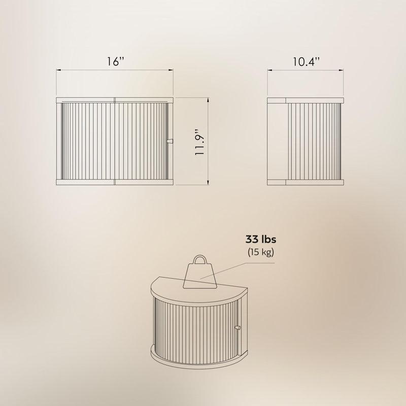 Siyah Meşe Duvara Monte Sürgülü Kapaklı Komodin - 41 cm - 224430