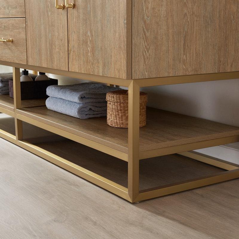 Siyah Meşe Endüstriyel Taş Tezgahlı Paslanmaz Çelik Çift Lavabolu Banyo Dolabı - 183 cm - 198771