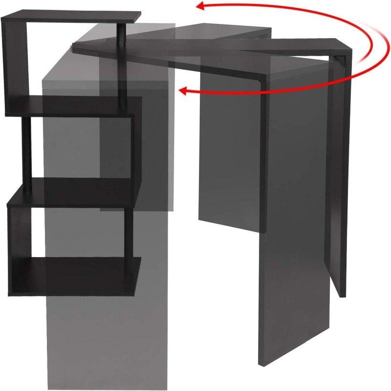 Siyah Metal 180° Dönebilir Raflı Bar Masası - 134x112x38 cm - 232346