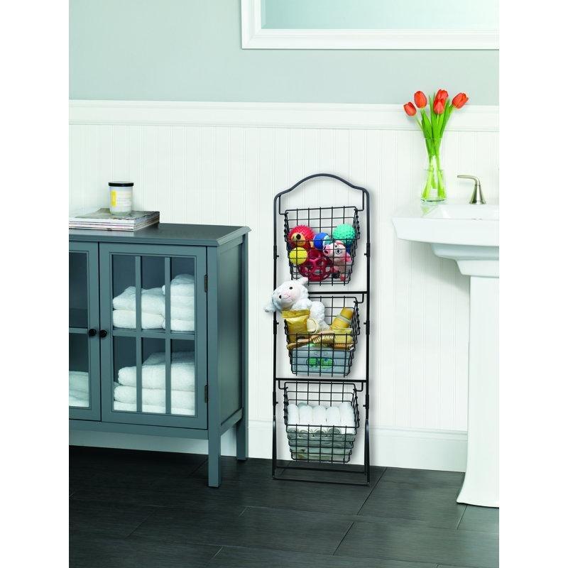 Siyah Metal 3 Katlı Ayaklı Sepetli Sebzelik - 121x28 cm - 177907