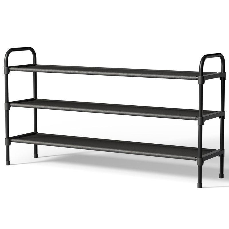 Siyah Metal 3 Katlı İstiflenebilir Geniş Ayakkabılık - 100 cm - 229183