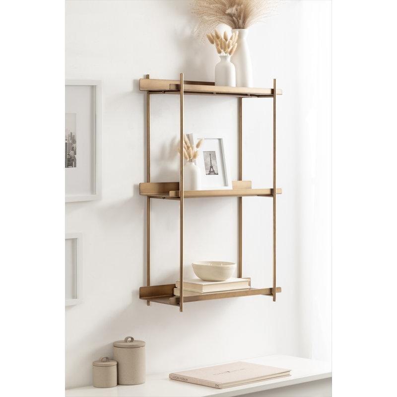 Siyah Metal 3 Raflı Dikdörtgen Duvar Rafı - 77x51x18 cm - 179726