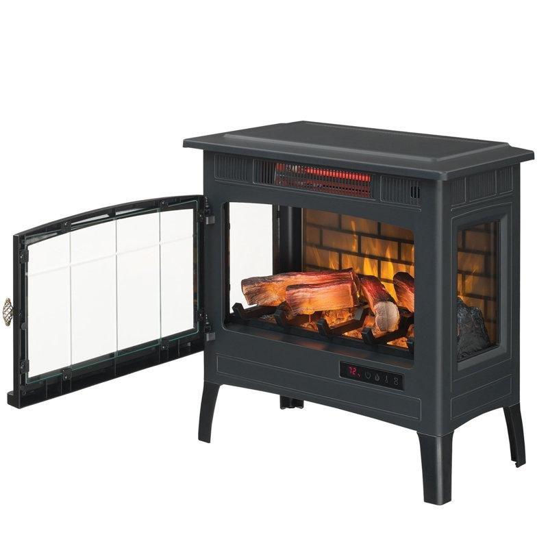 Siyah Metal 3D Alev Efektli Bağımsız Elektrikli Şömine - 184140