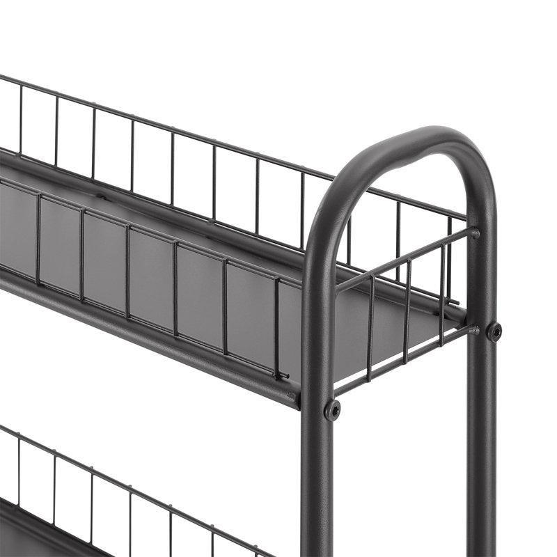 Siyah Metal 6 Katlı Tekerlekli Dar Mutfak Rafı - 155x61x26 cm - 164062