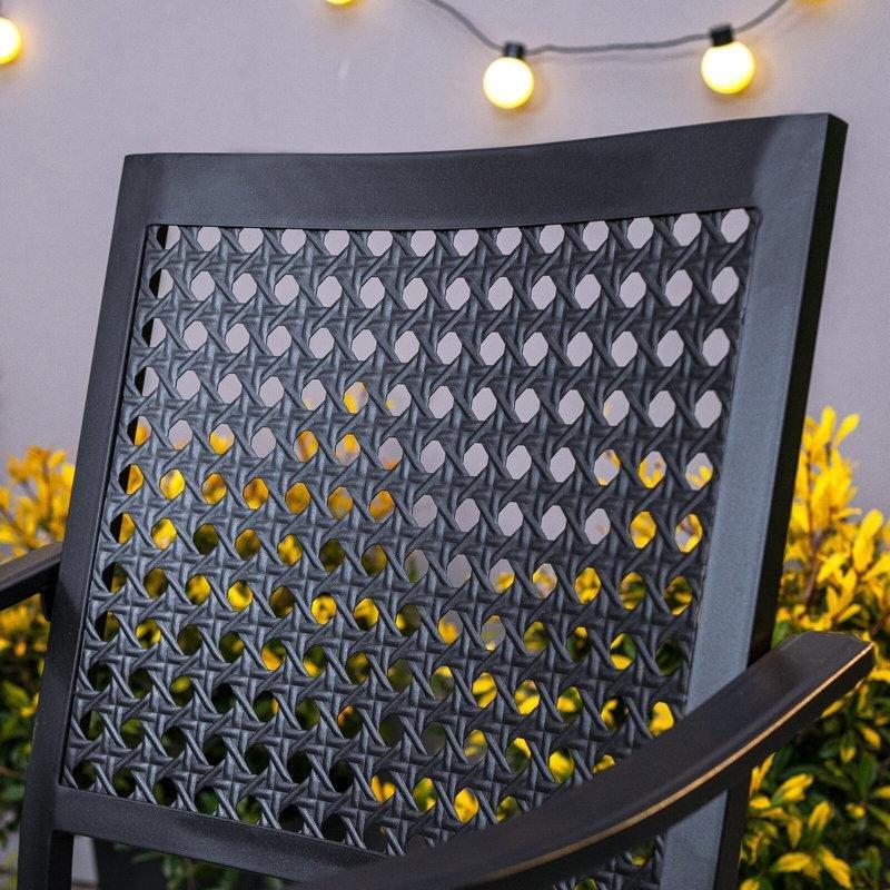 Siyah Metal 8 Kişilik Minderli ve İstiflenebilir Bahçe Masa Takımı - 153x100 cm - 216288