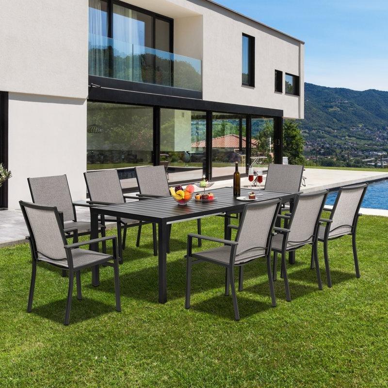 Siyah Metal Açılır 8 Kişilik Bahçe Masa Takımı - 213615