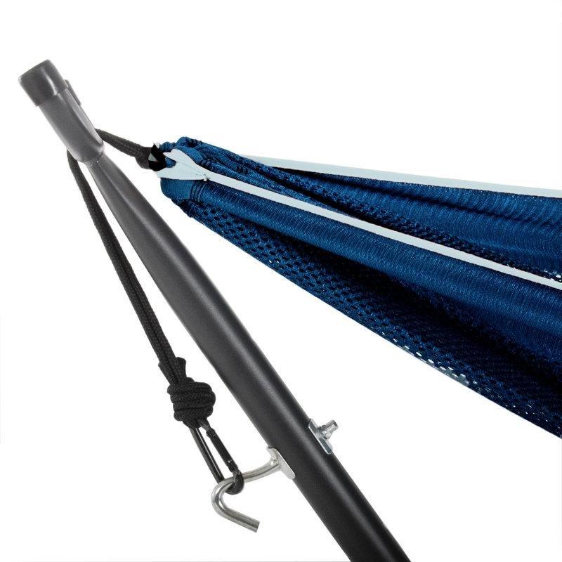 Siyah Metal Ayaklı Çizgili Pamuk Çift Kişilik Taşınabilir Hamak - 280 cm - 178444