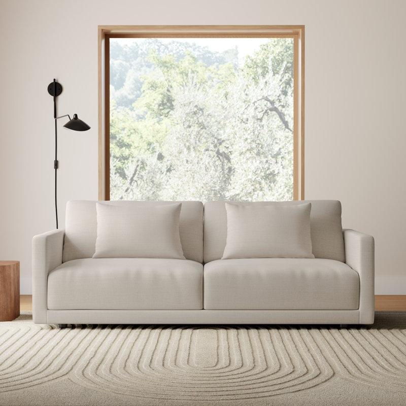 Siyah Metal Ayaklı Kadife Kare Kolçaklı Masif Ahşap Koltuk - 214 cm - 195929