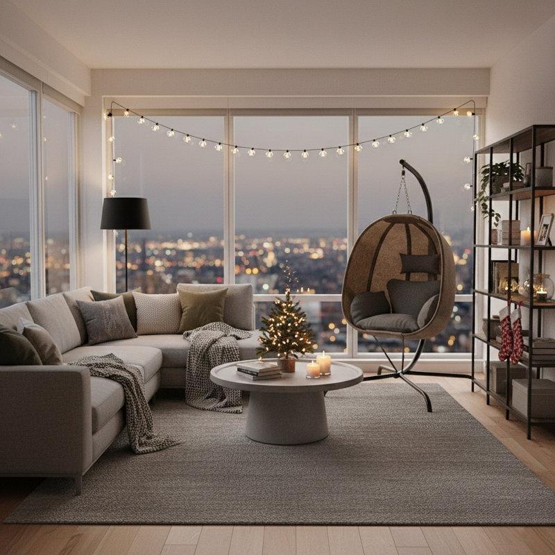 Siyah Metal Ayaklı Katlanabilir Minderli Hasır Balkon Salıncağı - 175031