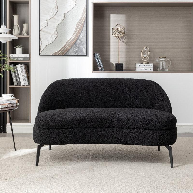 Siyah Metal Ayaklı Kolsuz Modern Tasarım İkili Koltuk - 127 cm - 196828