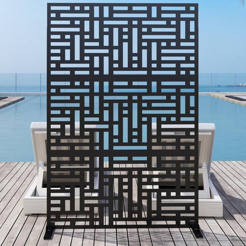 Siyah Metal Ayaklı Lazer Kesim Paravan - 185x121 cm - 184261