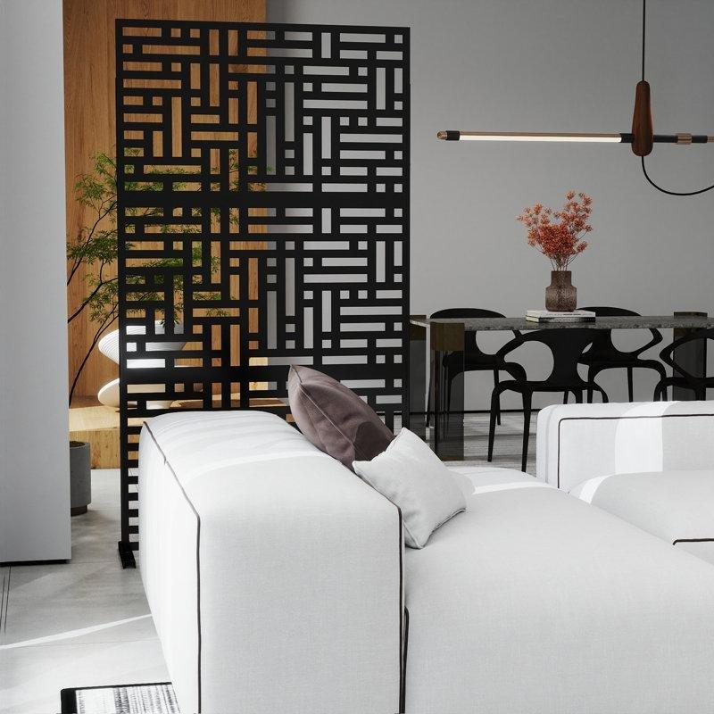 Siyah Metal Ayaklı Lazer Kesim Paravan - 185x121 cm - 184261