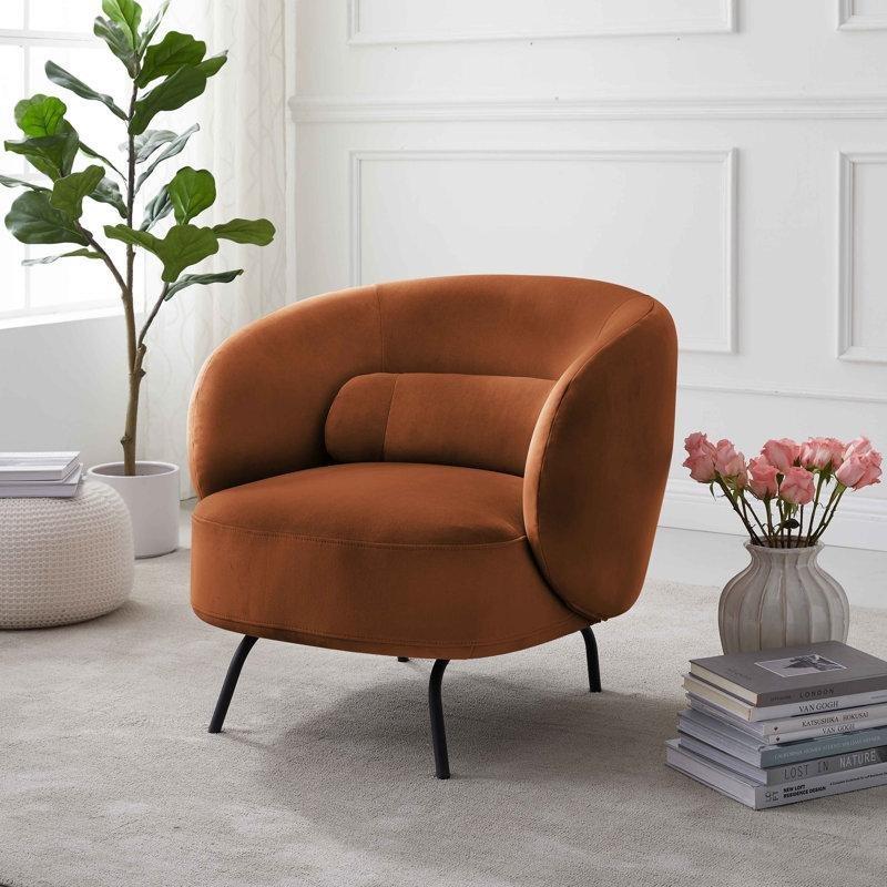 Siyah Metal Ayaklı Masif Ahşap İskeletli Bukle Kumaş Modern Tekli Koltuk - 78 cm - 203960