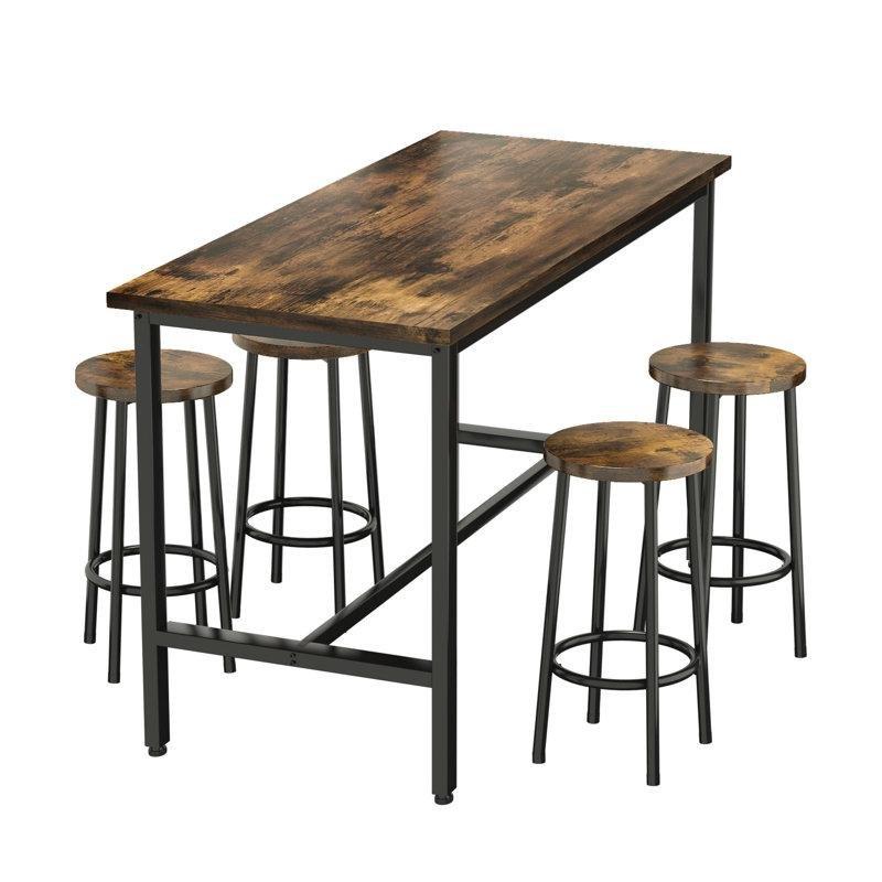 Siyah Metal Ayaklı MDF 4 Kişilik Bar Masası Takımı - 110x60 cm - 231986