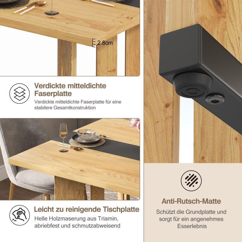Siyah Metal Ayaklı Meşe Rengi MDF Bohem Yemek Masası - 150x80 cm - 235258