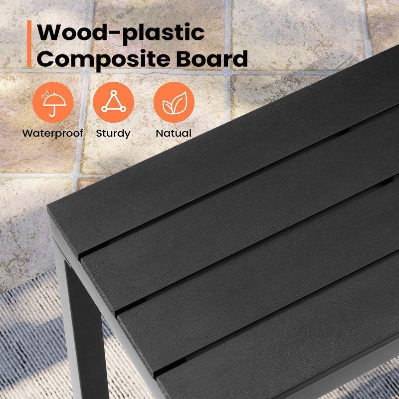 Siyah Metal Ayaklı Plastik Tabla Dikdörtgen İç ve Dış Mekan Bar Masası - 280x40x95 cm - 231731