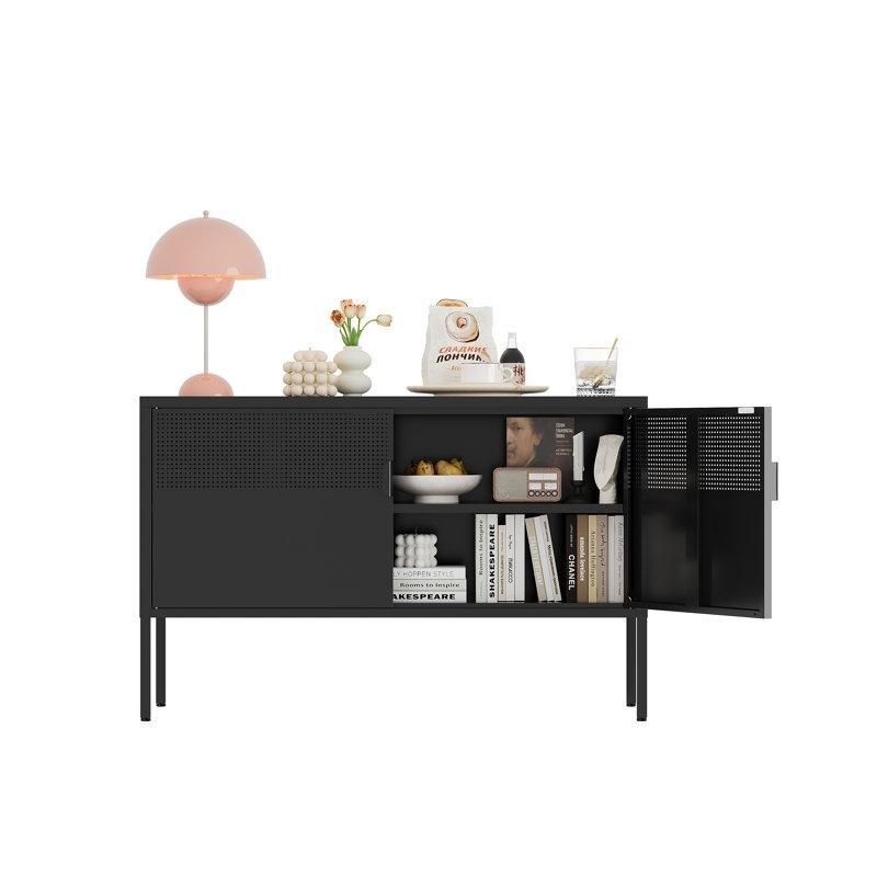 Siyah Metal Ayarlanabilir Raflı Manyetik Kapaklı Fileli Ayakkabılık - 101x41x65 cm - 228503
