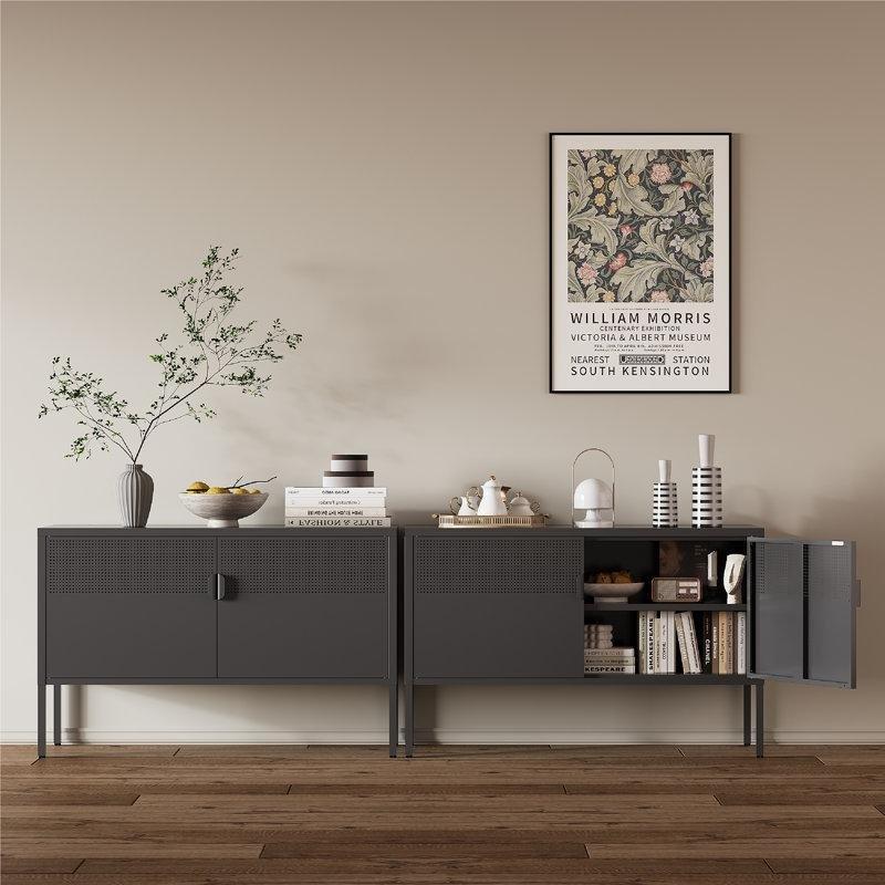 Siyah Metal Ayarlanabilir Raflı Manyetik Kapaklı Fileli Ayakkabılık - 101x41x65 cm - 228503