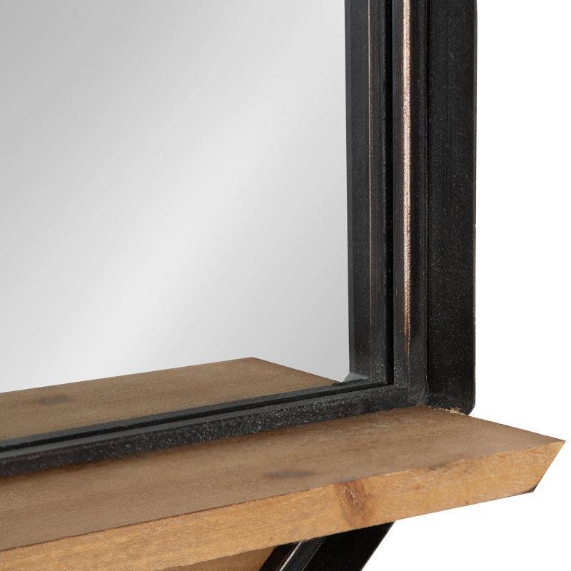 Siyah Metal Aynalı Sekizgen Eskitme Tasarım Duvar Rafı - 61x61 cm - 179101