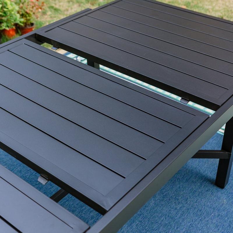 Siyah Metal Büyüyebilen 6 Kişilik Bahçe Masa Takımı - 214 cm - 213809