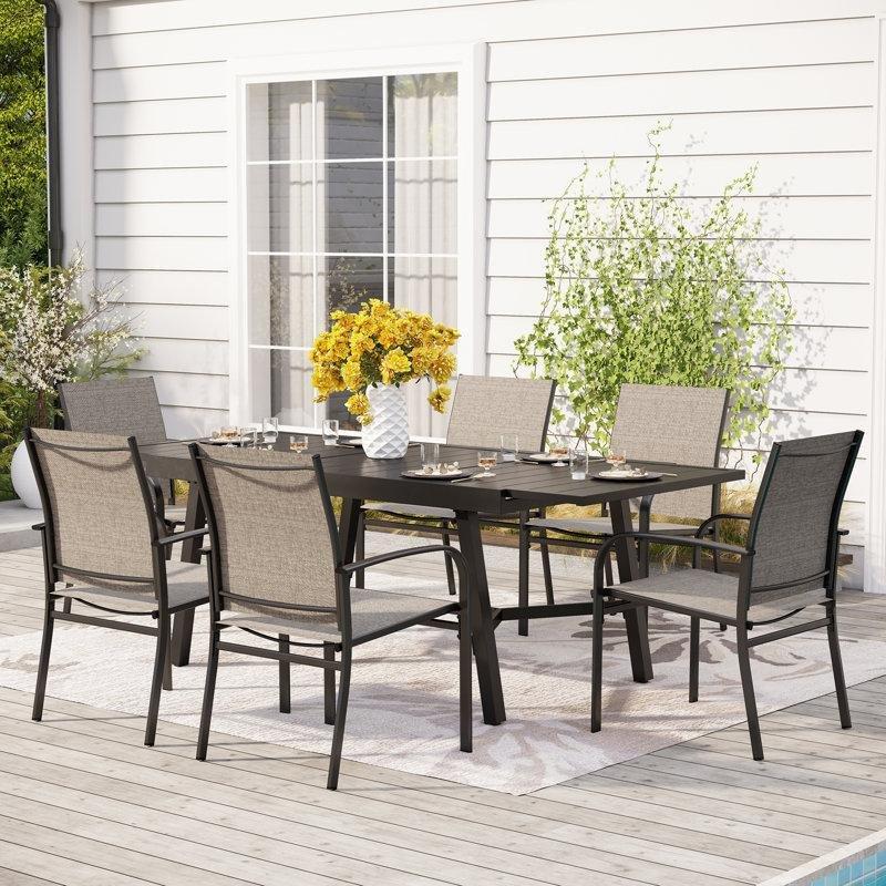 Siyah Metal Büyüyebilen 6 Kişilik Bahçe Masa Takımı - 214 cm - 213809