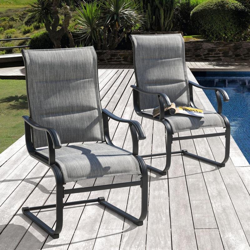 Siyah Metal C-Spring Sallanır Ergonomik 2li Set Bahçe Sandalyesi - 174990