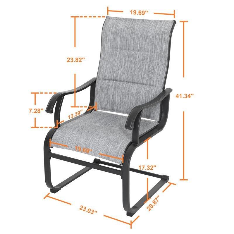 Siyah Metal C-Spring Sallanır Ergonomik 2li Set Bahçe Sandalyesi - 174990