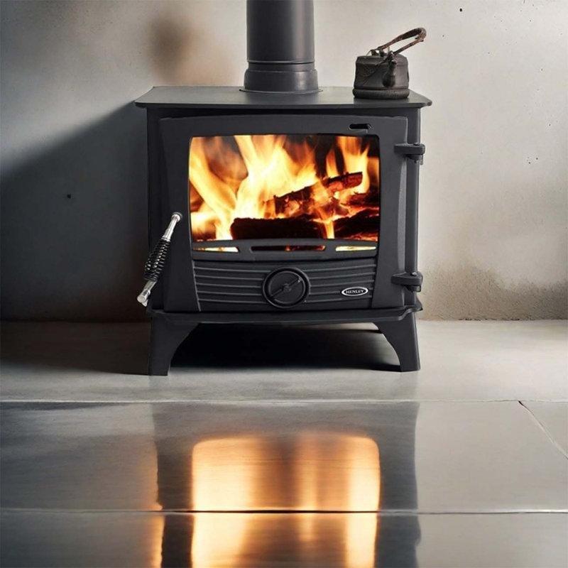 Siyah Metal Camlı Ayaklı Şömine Soba - 63x52x43 cm - 188807