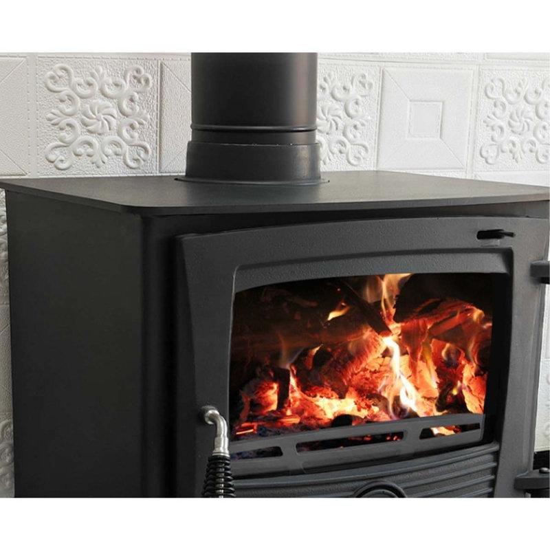 Siyah Metal Camlı Ayaklı Şömine Soba - 63x52x43 cm - 188807